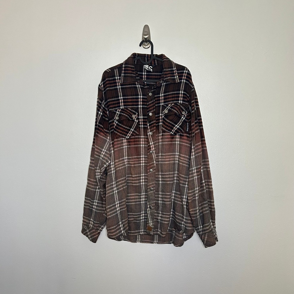 BlackStrap Dip Dye Plaid Flannel Snap Shirt Mens L